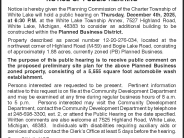 Notice of Intent to develop a carwash on a vacant outlot on the Meijer's property at Bogie Lake Road and Highland Road