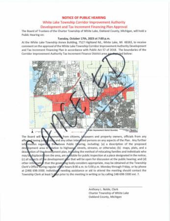 CANCELATION FOR 10.17.2023 CIA TIF PLAN PUBLIC HEARING NOTICE