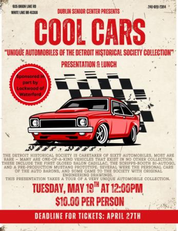 Detroit Historical Society Presentation "Cool Cars" May 2026