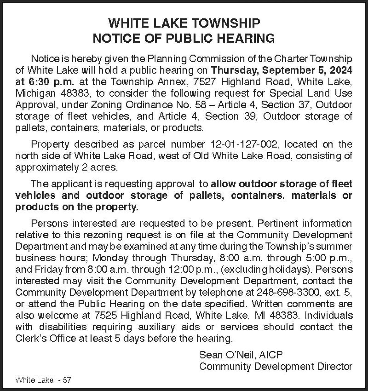 SPECIAL LAND USE HEARING FOR LASTING IMPRESSIONS LANDSCAPE