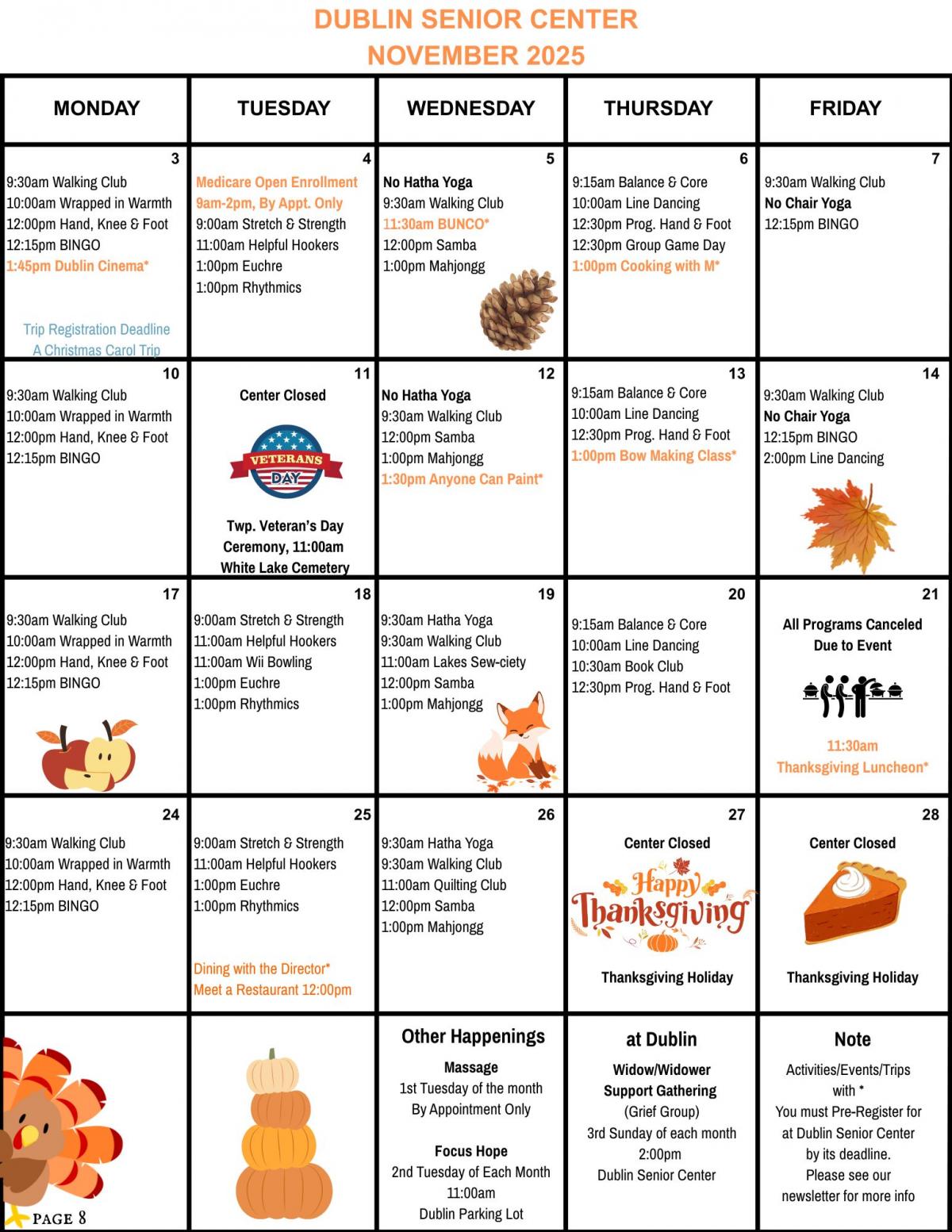 Dublin November Calendar 2025