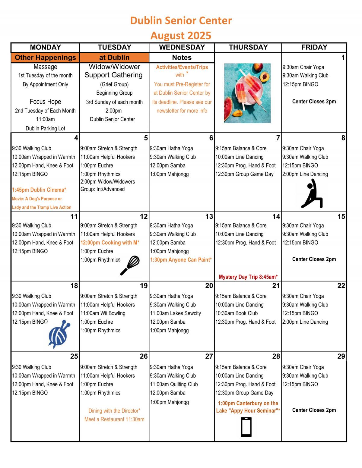 Dublin August Calendar 2025