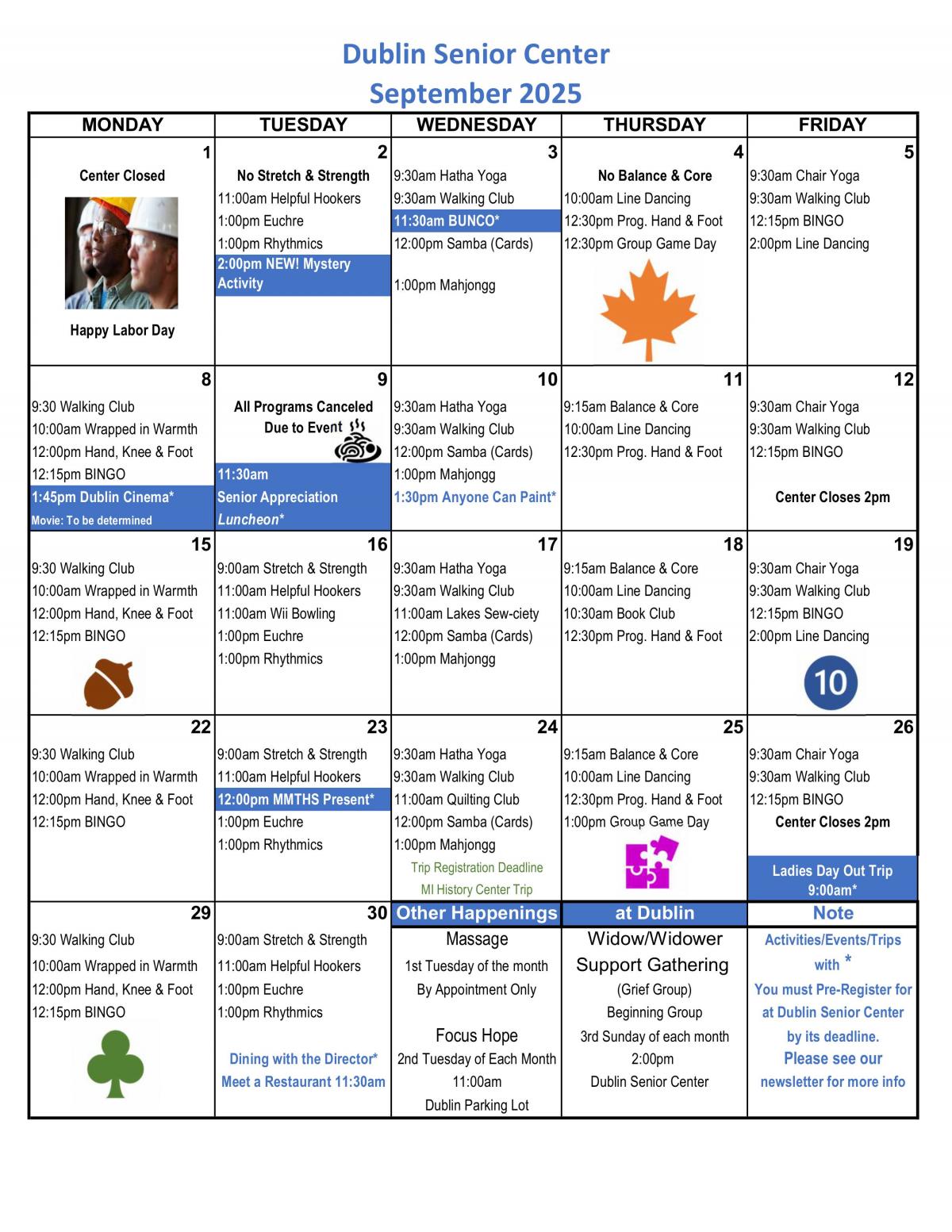 Dublin September Calendar 2025